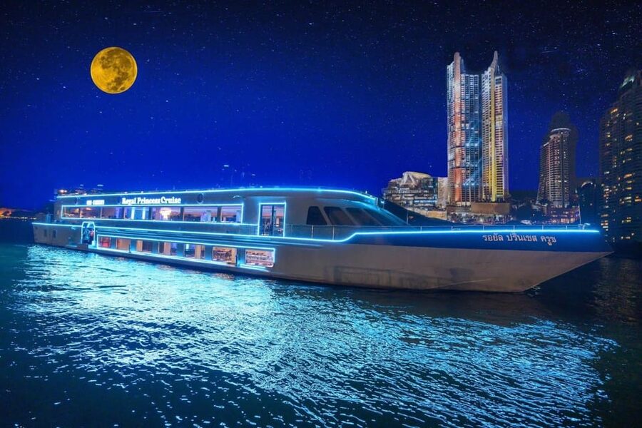 Bangkok: Royal Princess Cruise with Optional Hotel Transfer - Wat Pho, the Grand Palace, and Wat Arun after dark