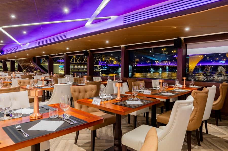 Bangkok: The Opulence Buffet Dinner Cruise with Live Band - The first deck: lounge seating and paid drinks