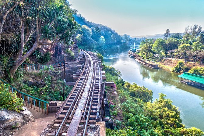 Bridge on the River Kwai and Thailand-Burma Railway Tour - Approaching the River Kwai Bridge by long-tail boat