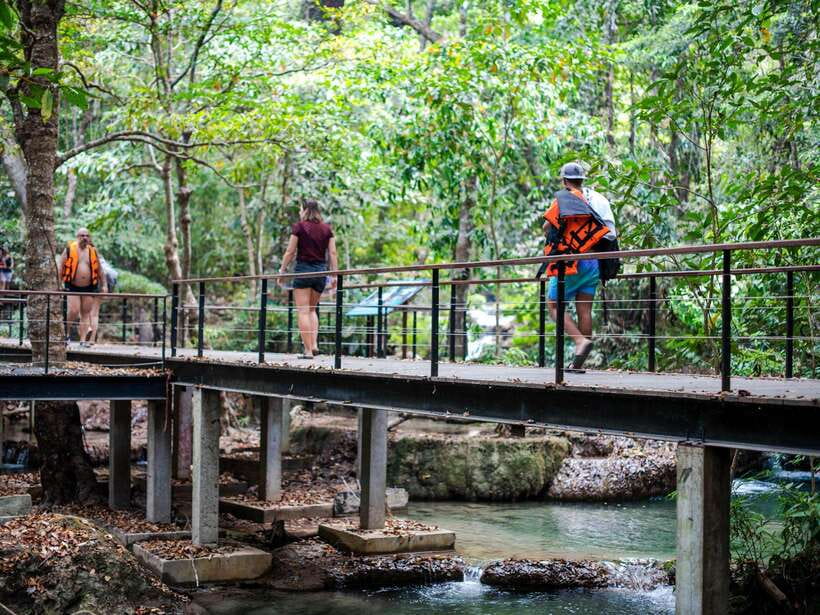 From Bangkok: Erawan Park & Kanchanaburi Small-Group Tour - Walking across the Bridge over the River Kwai