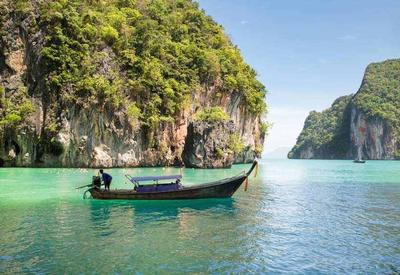 From Phi Phi islands: Phi Phi, Maya Area by longtail Boat - Monkey Beach and Viking Cave