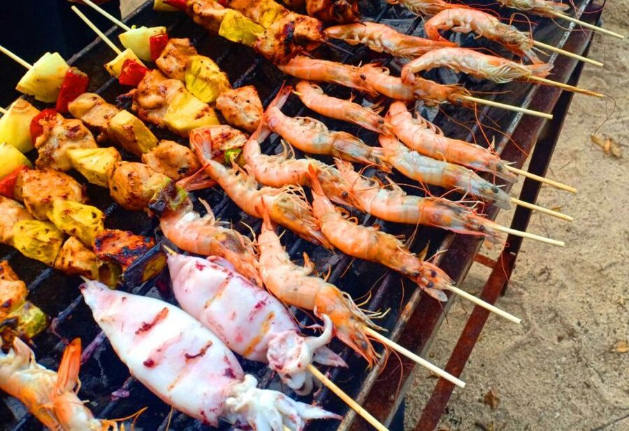 Krabi: 4 Islands Sunset Longtail Boat Tour with BBQ Dinner - Poda Island, sand, shade, and dinner