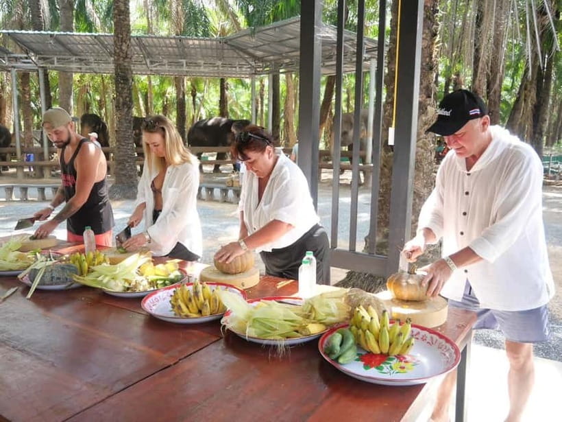 Krabi: Elephant Feeding Program with Food Preparation - Feeding the elephants by hand