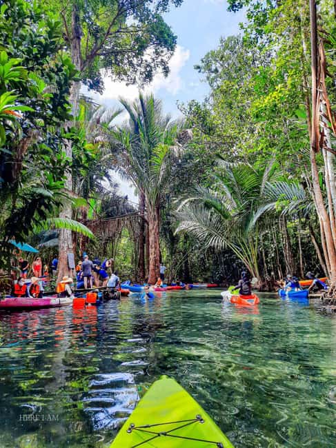 Krabi: Hidden Mirror Lake Kayak, Swim & Easy Nature Activity - Paddling calm water through limestone country