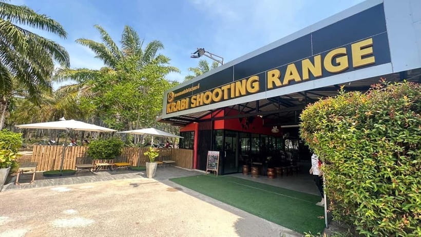 Krabi shooting range(.22 LRM4, .10 bullet) - Learning posture before testing your aim