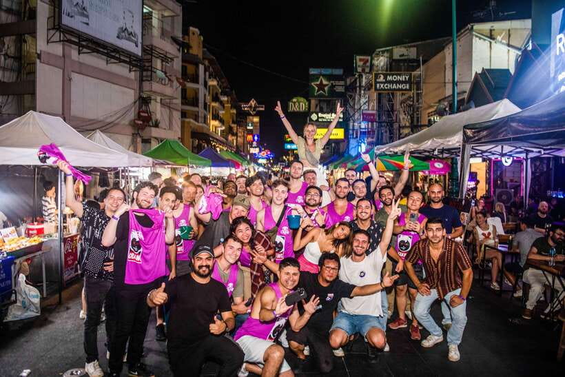 Mad Monkey Bangkok Pub Crawl - Heading toward Khao San Road at 10:30 PM