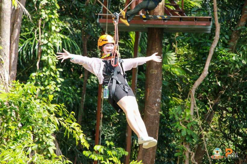 Phuket: Erawan Zipline Adventure with Ocean Views in Patong - Walking into the jungle course