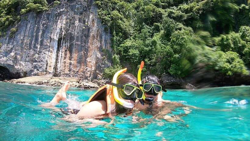 Phuket: PhiPhi, Maya Bay & Khai Island Day Tour with Lunch - Viking Cave is seen from the boat