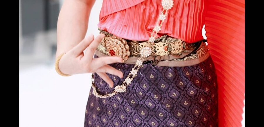 Thai Dance Class - Putting on the traditional Thai costume